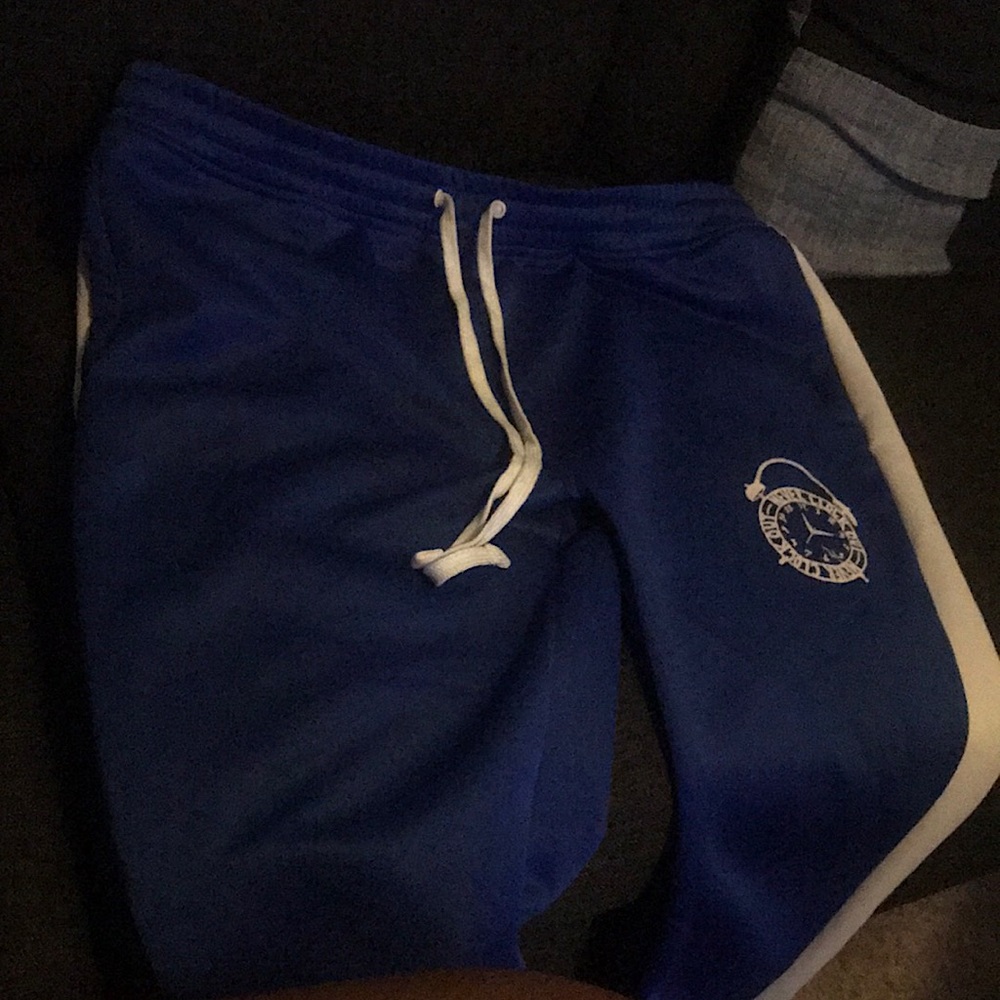 Men sweatpants blue and white with pockets